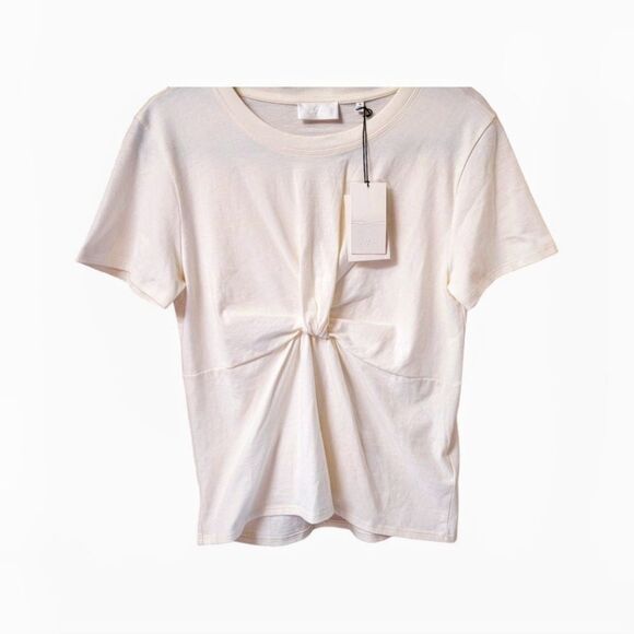 7 FOR ALL MAN KIND Women's Vintage White Premium Short Sleeve  Front Knot Top XL - Picture 2 of 16